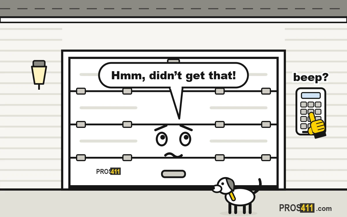 Garage door keypad not working: battery, lock and code Cartoon garage door that ignores the code typed on its outside keypad
