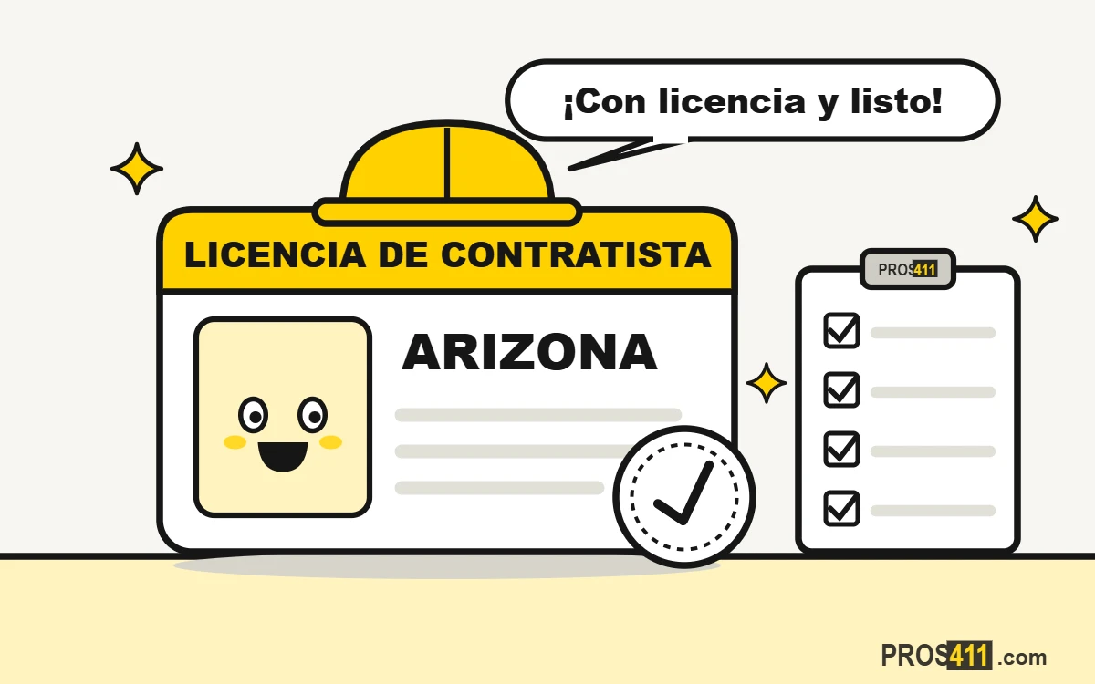 Licencia de contratista caricatura con casco, ARIZONA