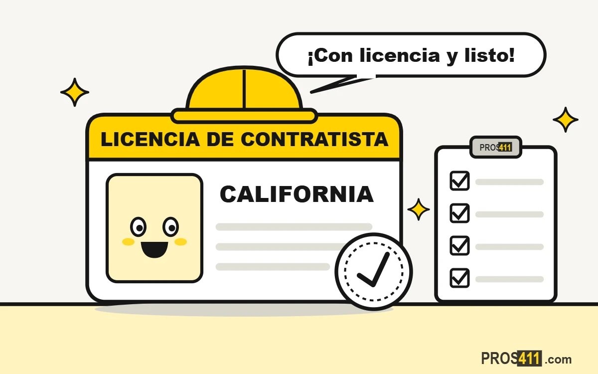 Licencia de contratista caricatura con casco, CALIFORNIA