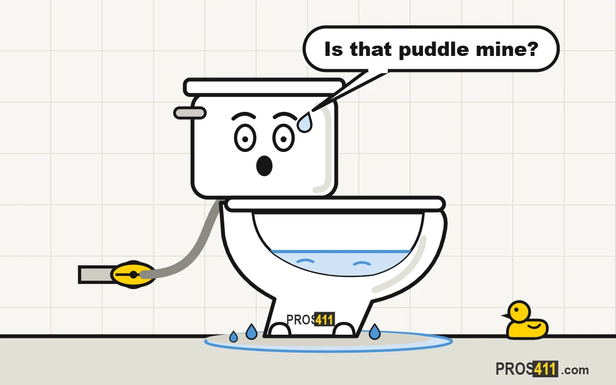 Toilet leaking at the base: what to do Cartoon toilet with water leaking out around its base